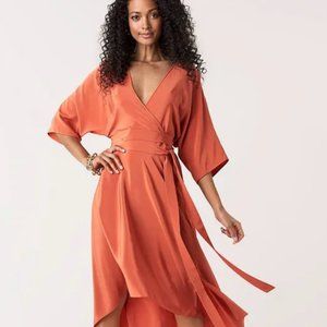 Womens Eloise Silk High-Low Midi Dress Summer Fig | DVF Dress